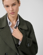 Green double-sided three-quarter-length double-breasted jacket