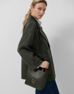 Green double-sided three-quarter-length double-breasted jacket