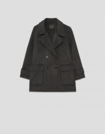 Three-quarter double-sided black double-breasted jacket