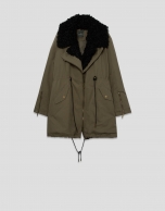 Chaquet&oacute;n largo algod&oacute;n verde caza con interior acolchado