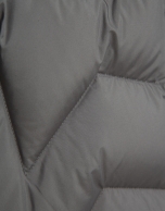 Long down jacket with grey hood