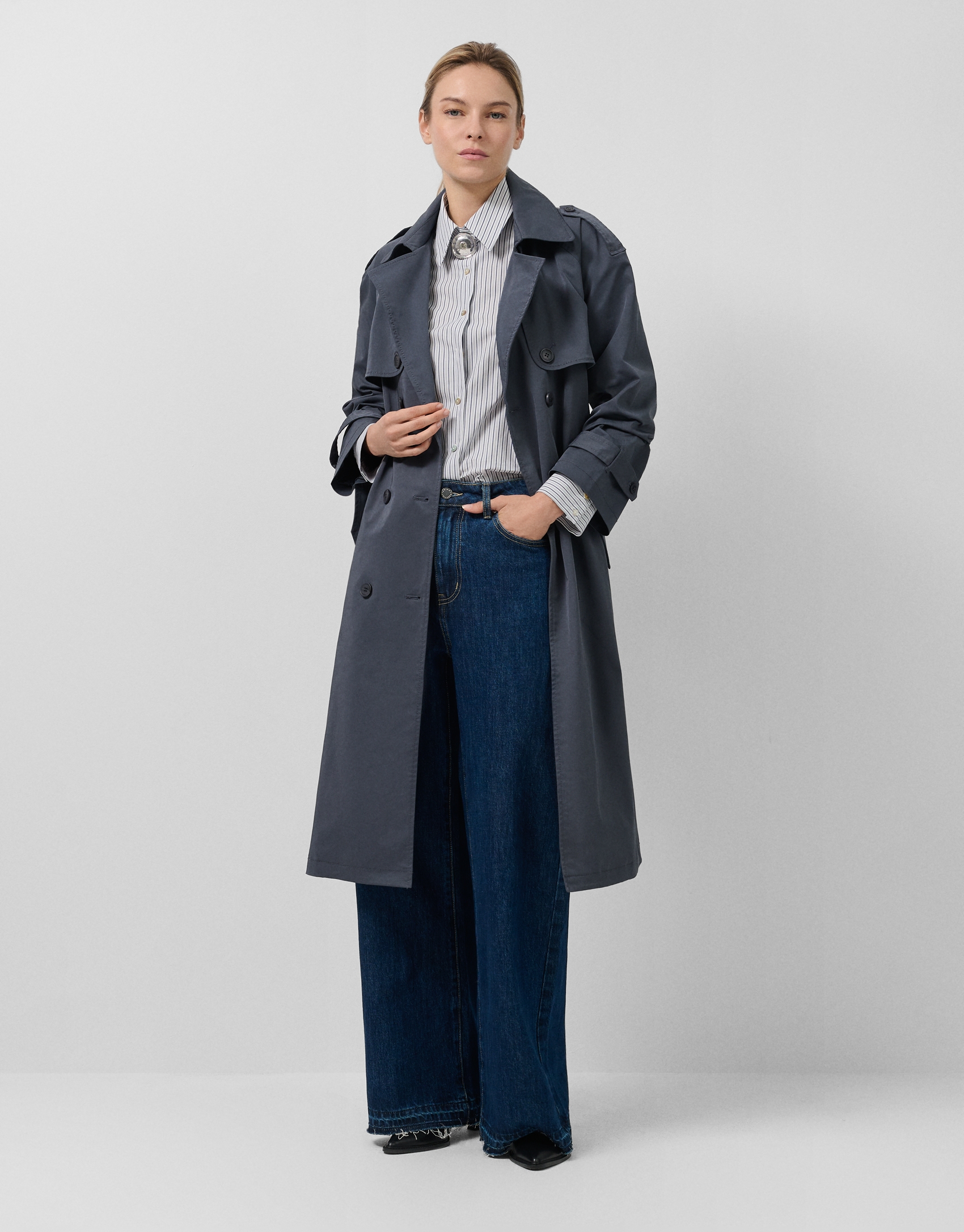Classic dark blue trench coat