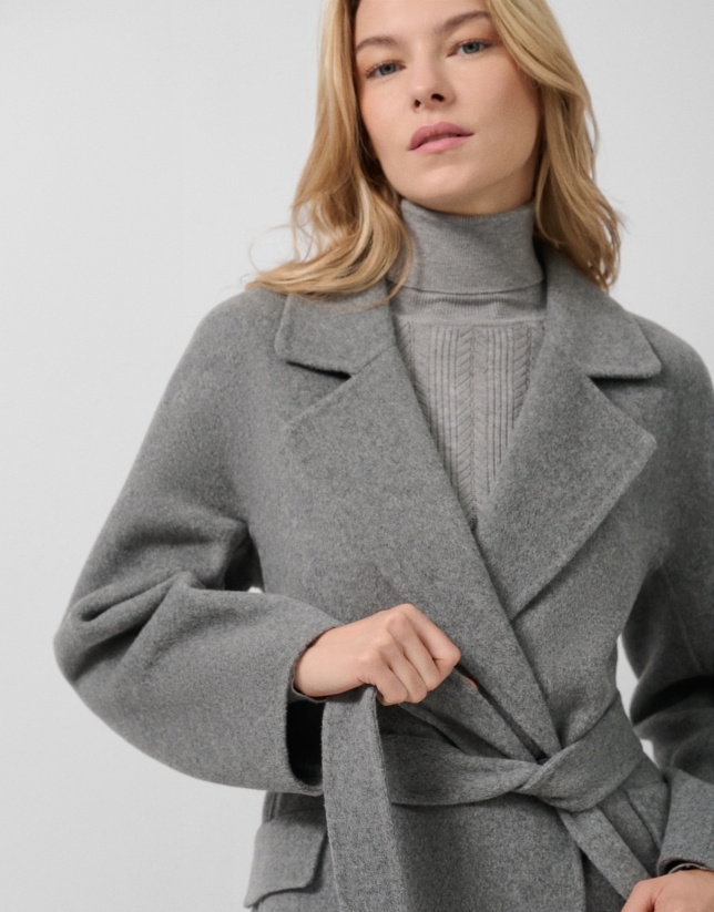 Light gray double-sided oversized long coat