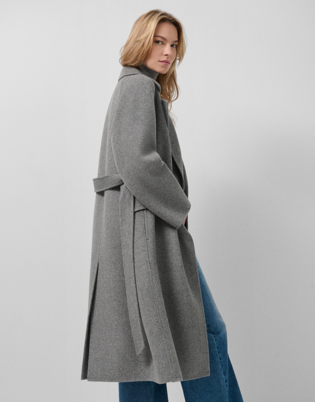 Light gray double-sided oversized long coat
