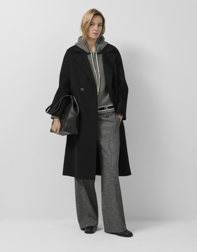 Abrigo largo oversize doble faz negro