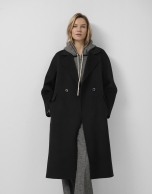 Abrigo largo oversize doble faz negro