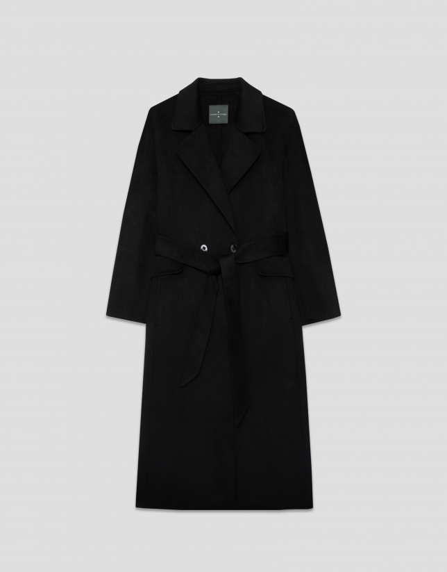Abrigo largo oversize doble faz negro