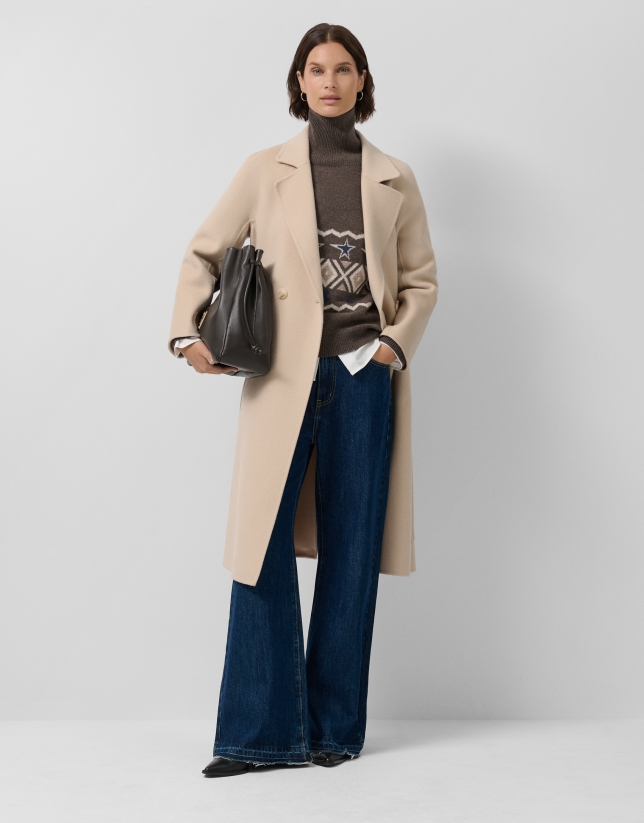 Beige double-sided oversized long coat