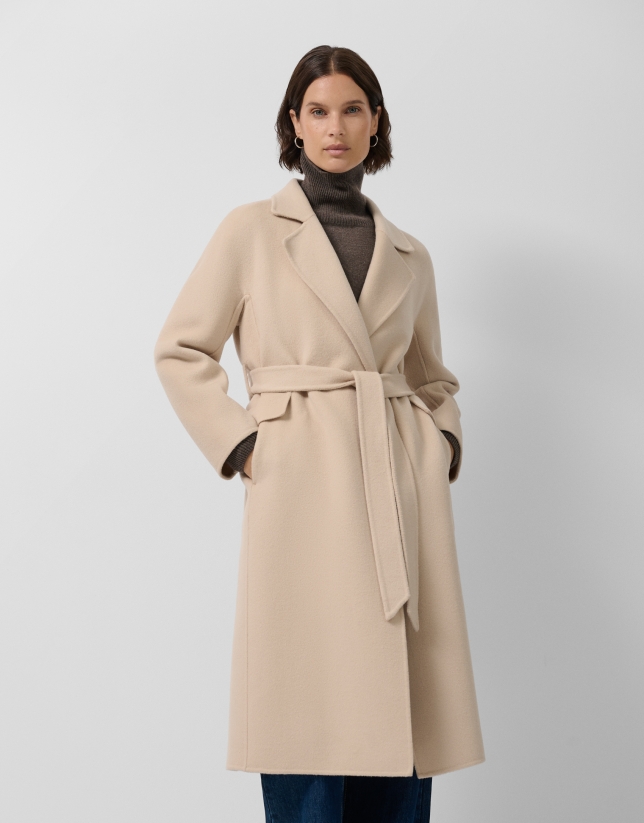 Abrigo largo oversize doble faz beige