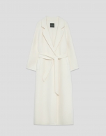 Long coat in white double-sided cloth