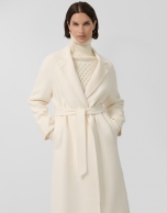 Long coat in white double-sided cloth