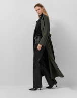Long coat in green double-sided cloth