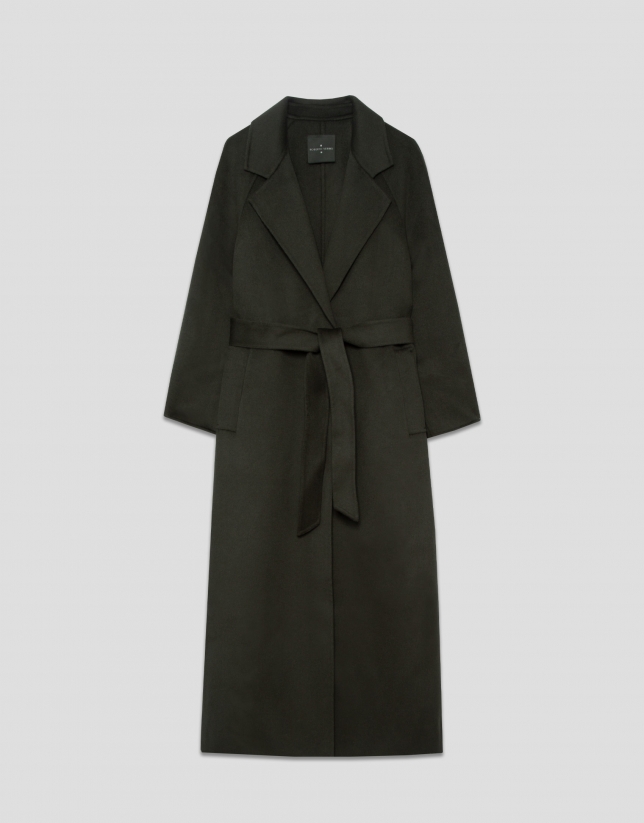 Long coat in green double-sided cloth