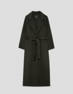 Long coat in green double-sided cloth