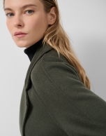 Long coat in green double-sided cloth