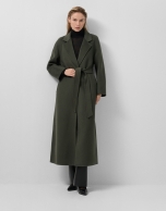 Long coat in green double-sided cloth