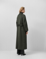 Long coat in green double-sided cloth
