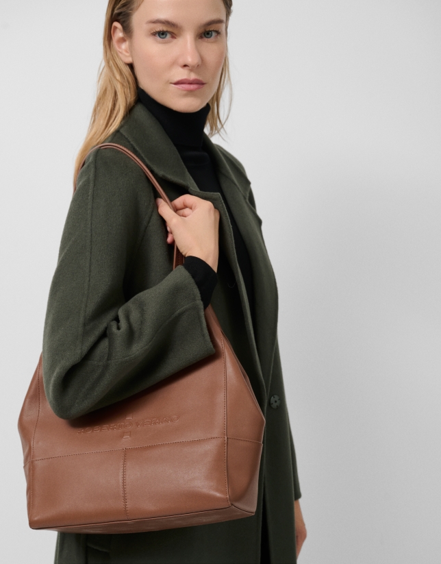 Long coat in green double-sided cloth