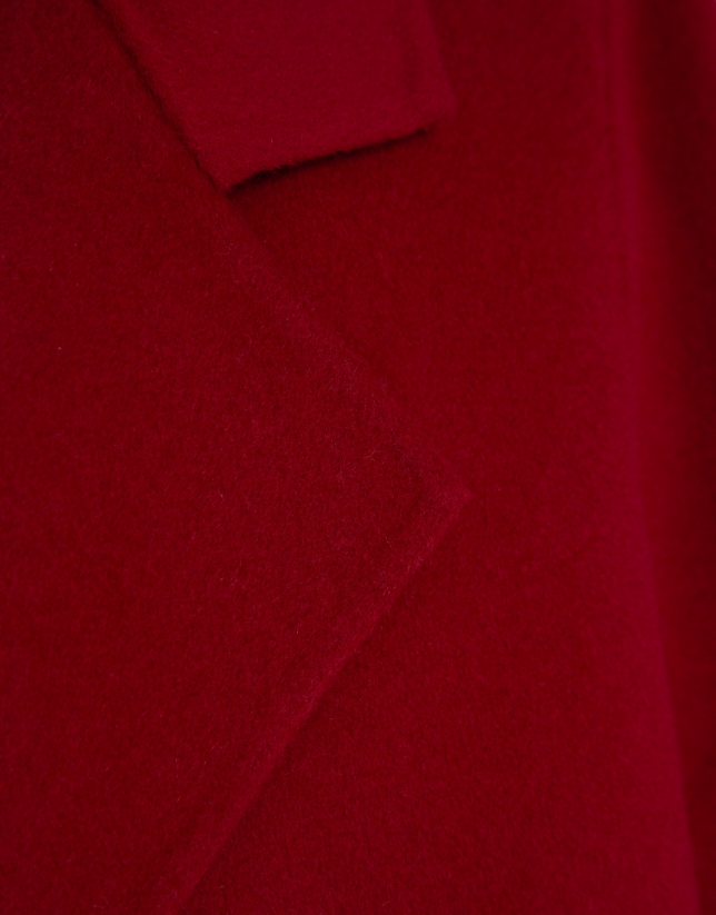 Red double-faced three-quarter length double-breasted coat