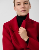 Red double-faced three-quarter length double-breasted coat