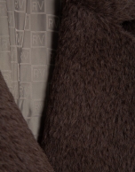 Long brown wool and alpaca double-breasted coat