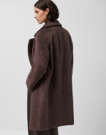 Long brown wool and alpaca double-breasted coat