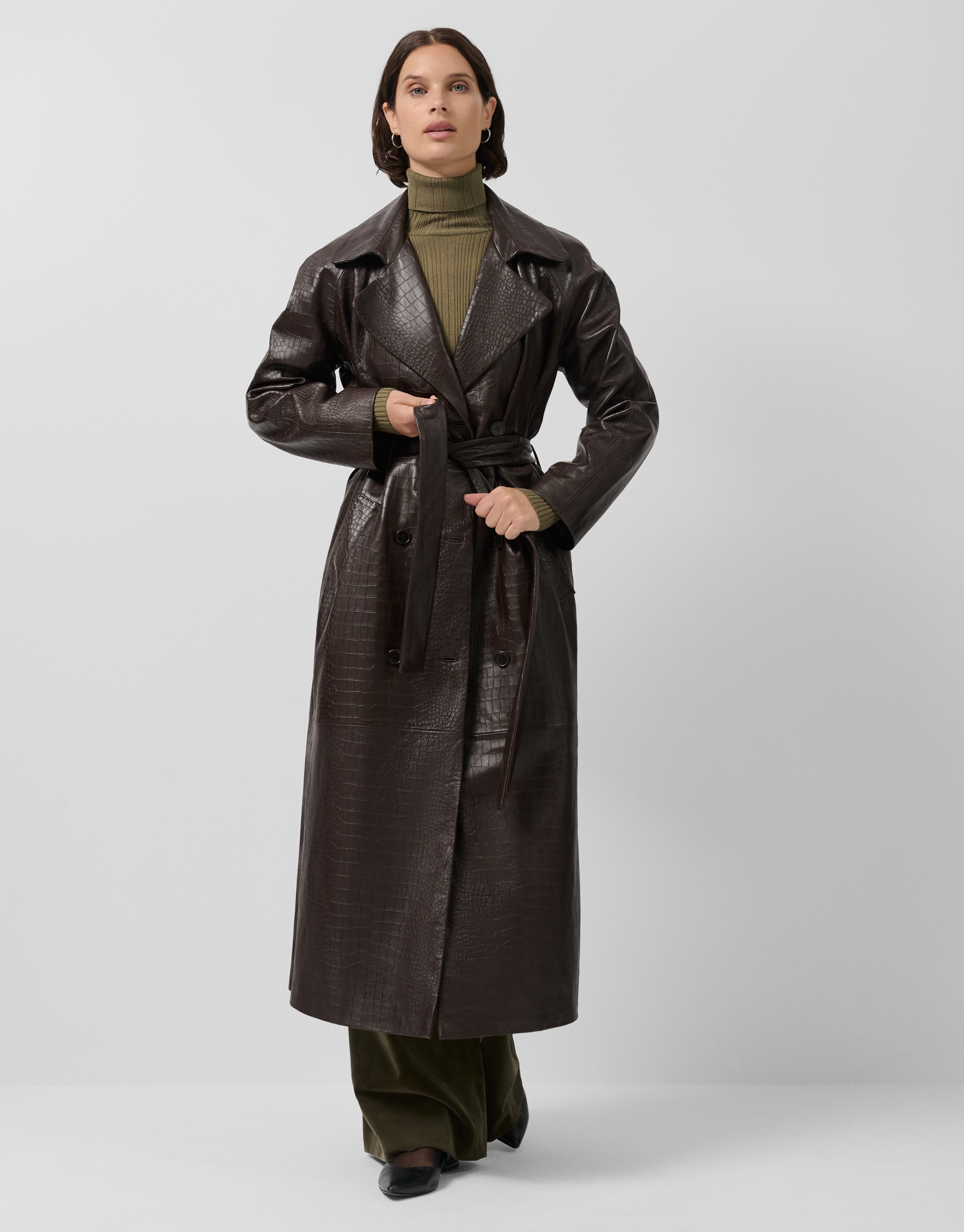 Gabardina larga napa marrón
