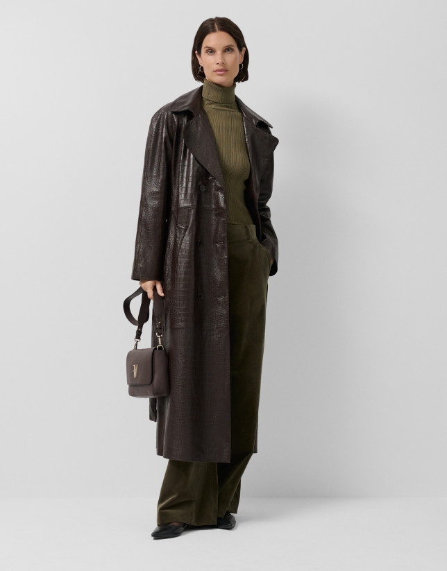 Gabardina larga napa marrón