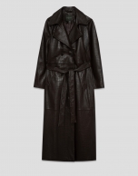 Long brown napa trench coat