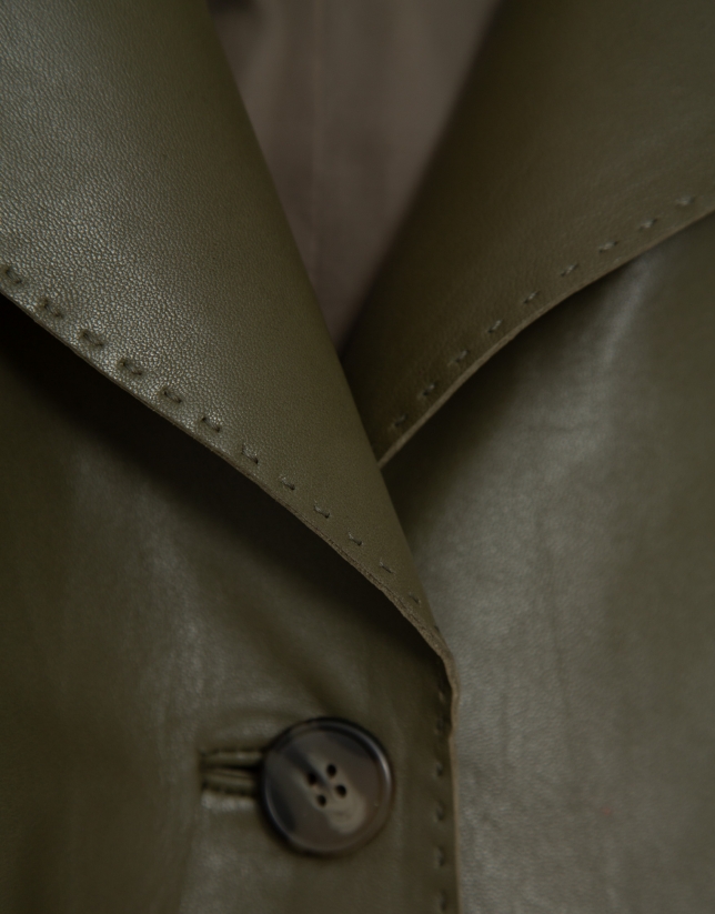 Long green napa coat