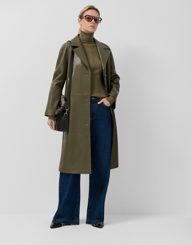 Long green napa coat