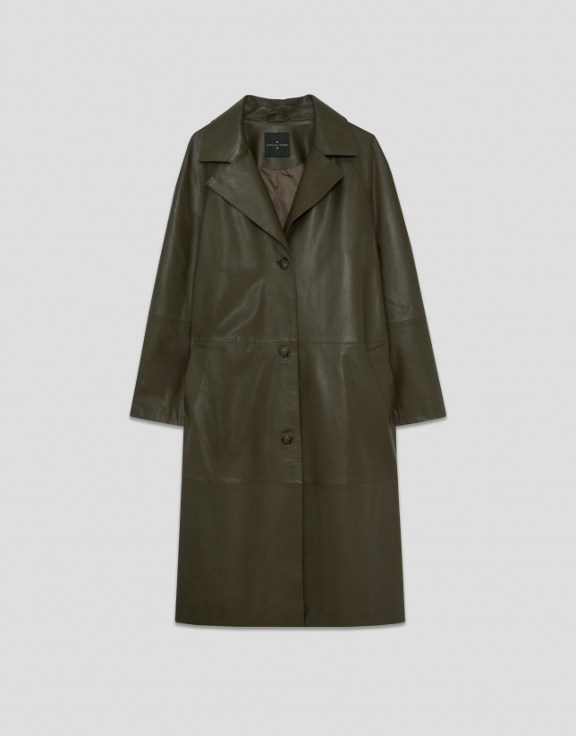Long green napa coat