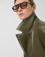 Long green napa coat
