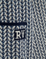 Blue and ecru herringbone jacquard jacket