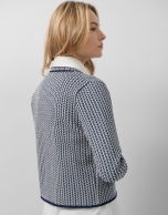 Blue and ecru herringbone jacquard jacket