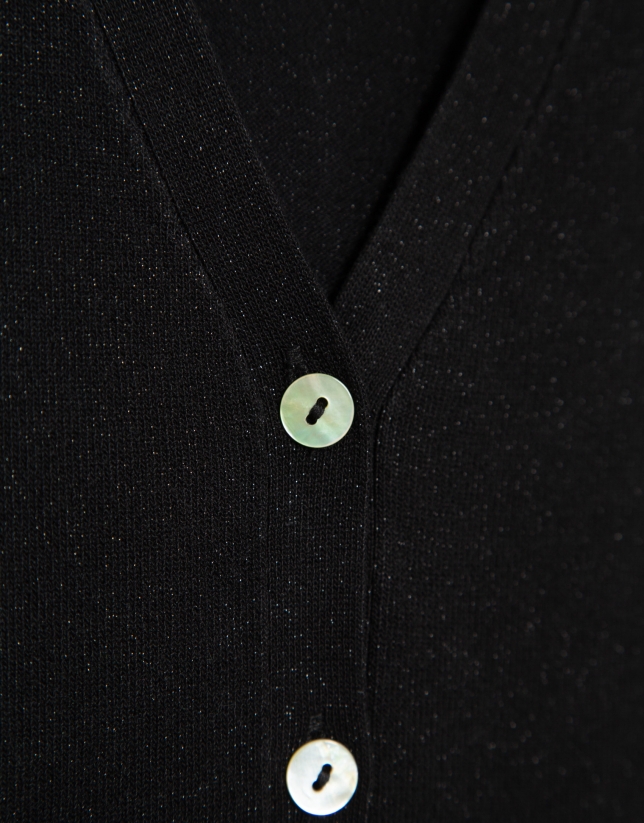Chaqueta en punto fino negro con lúrex