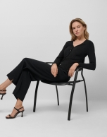 Chaqueta en punto fino negro con lúrex