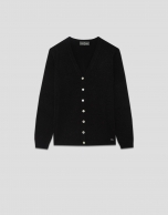 Chaqueta en punto fino negro con lúrex