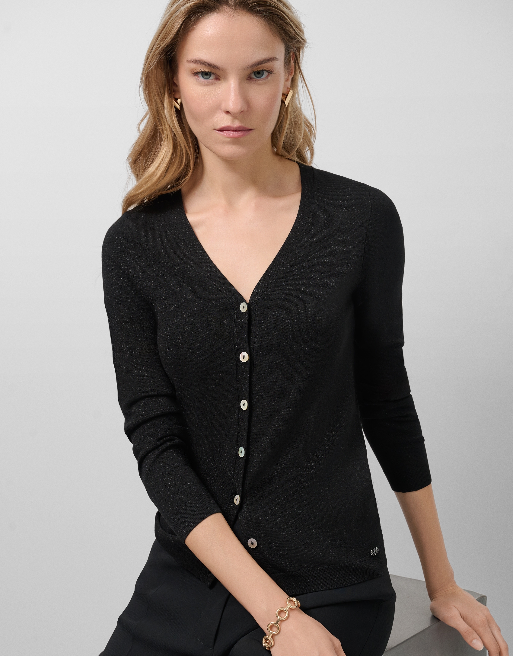 Black fine knit jacket with lurex