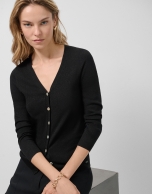 Chaqueta en punto fino negro con lúrex