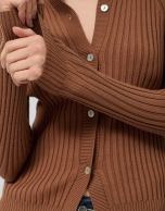 Brown fine ribbed knit jacket