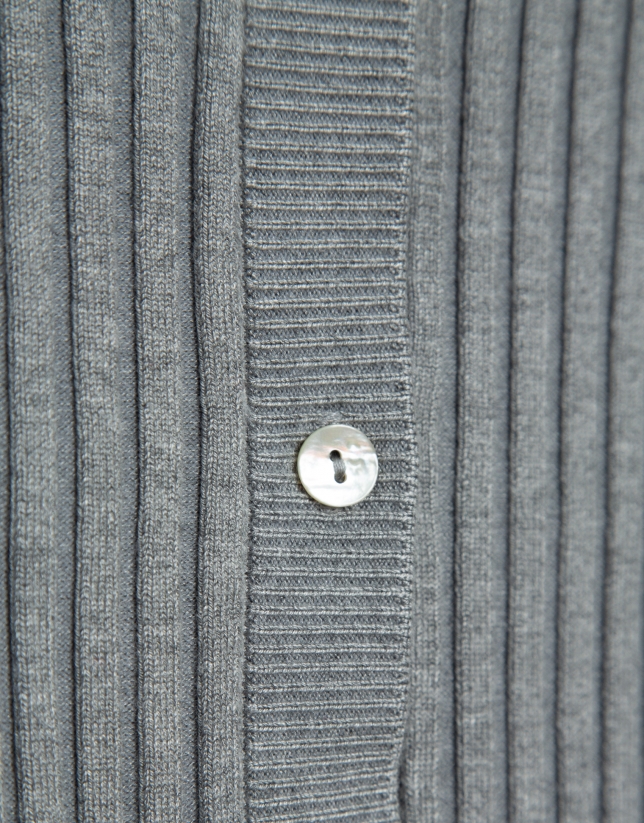 Fine grey ribbed knit jacket