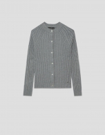 Fine grey ribbed knit jacket