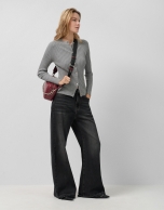 Fine grey ribbed knit jacket
