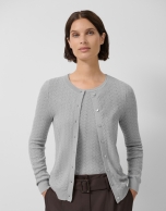 Chaqueta punto lana espiga calada gris