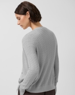 Chaqueta punto lana espiga calada gris