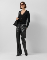 Fine knit jacket with V-neck and lace