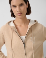 Chaqueta sudadera punto tricotado beige con jacquard RV