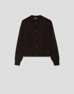 Chaqueta punto grueso tricotado marrón