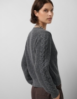 Thick grey knitted jacket
